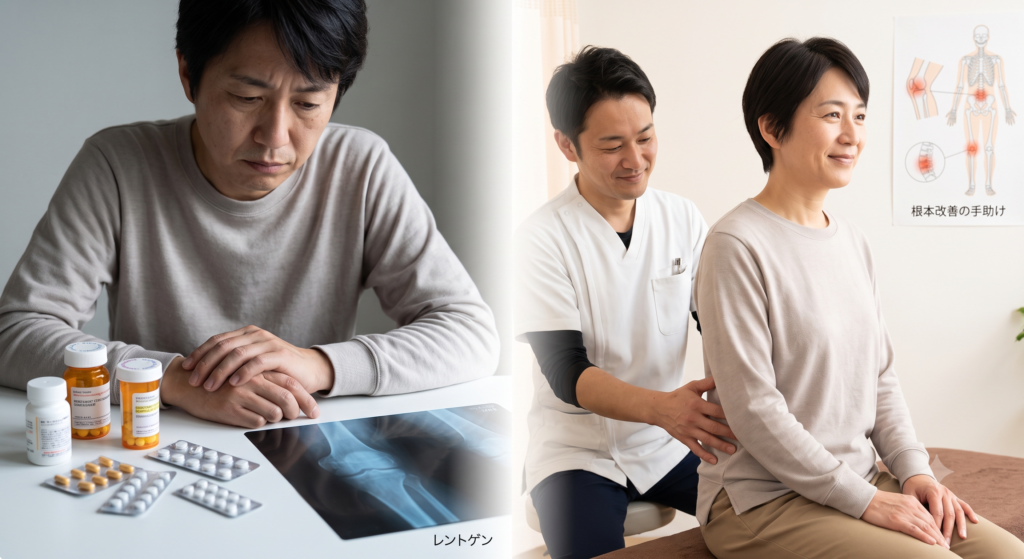 整形外科で治らない慢性的な腰痛・膝痛。レントゲンに写らない痛みの原因とは