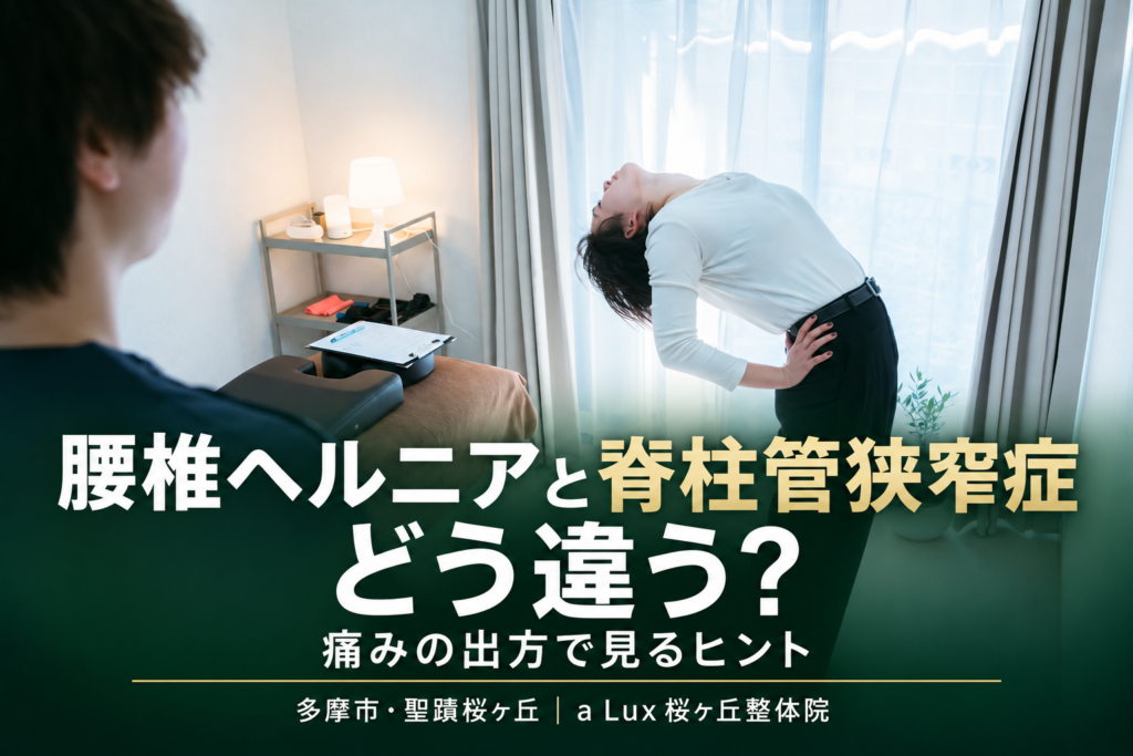 腰椎ヘルニアと脊柱管狭窄症の違いは？痛みの出方で見るヒント｜多摩市・聖蹟桜ヶ丘の整体院