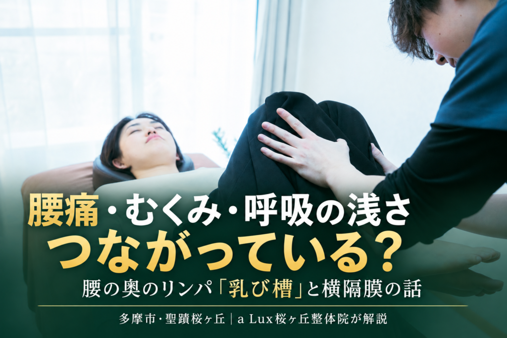 腰痛とむくみ・呼吸の浅さはつながっている？腰の奥のリンパ「乳び槽」と横隔膜の話｜多摩市・聖蹟桜ヶ丘の整体院が解説